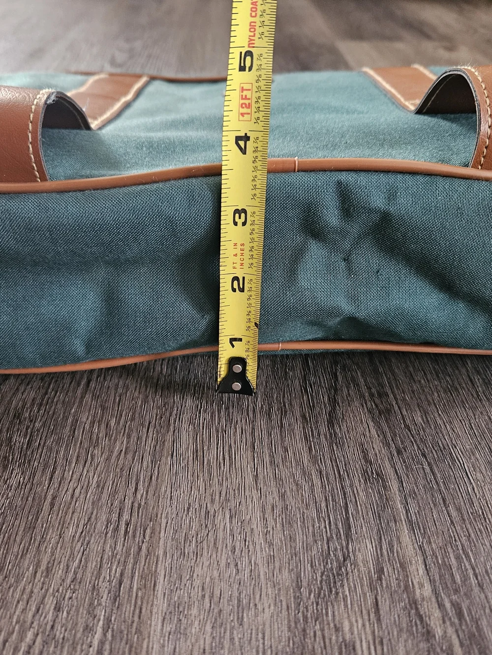 Vintage Ralph Lauren Green Canvas Messenger Bag with Brown Trim